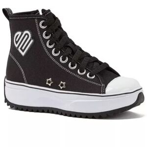 Justice Girls Platform Black & White Lug Sole Athletic Shoes Size 1 NWOT